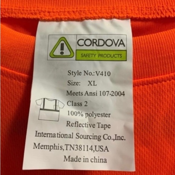 Cordova Safety Products-Men’s Size XL Orange Shirt Reflective Tape-Construction - Picture 2 of 5